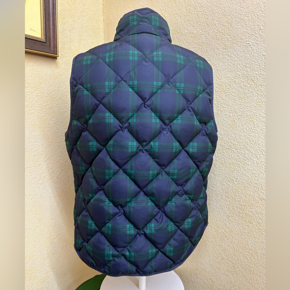 J. Crew Navy Plaid Feather Down Puffer Vest - Picture 3 of 6